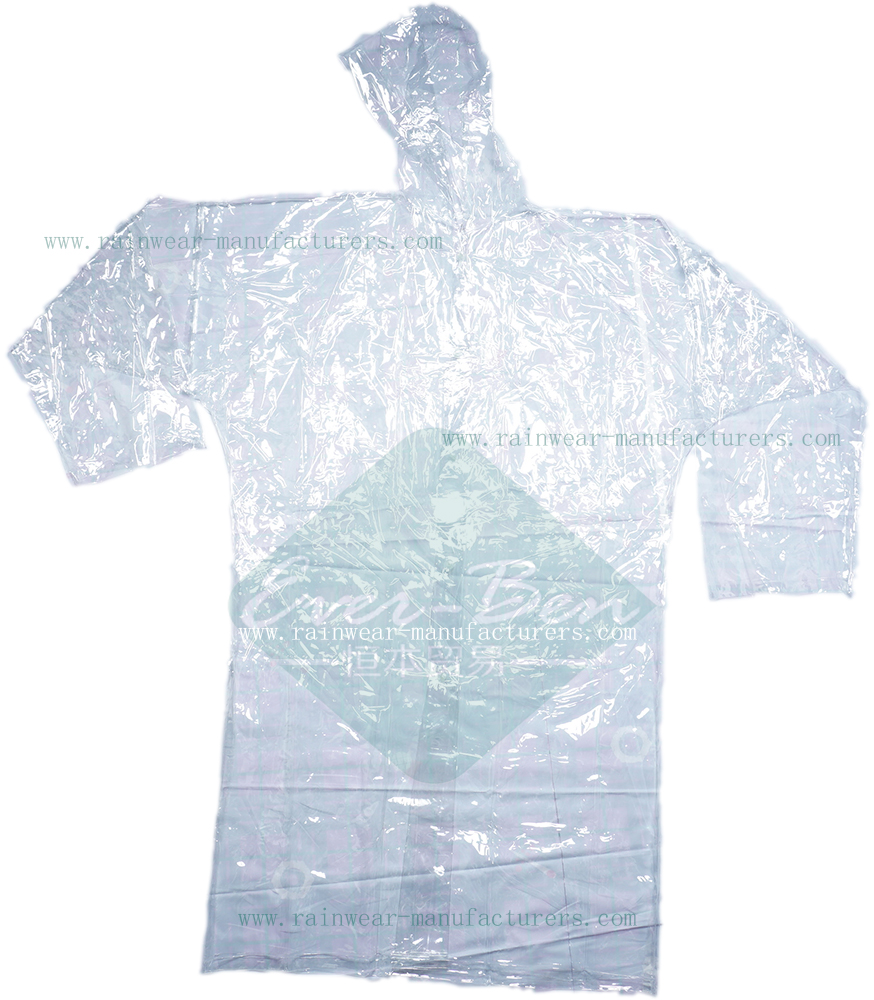 Clear PVC plastic mac wholesaler-clear plastic rain mac-clear pvc raincoat